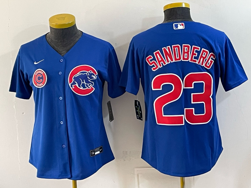 Youth 2026 Chicago Cubs #23 Sandberg blue Game Nike MLB Jersey 03 (1)->women mlb jersey->Women Jersey